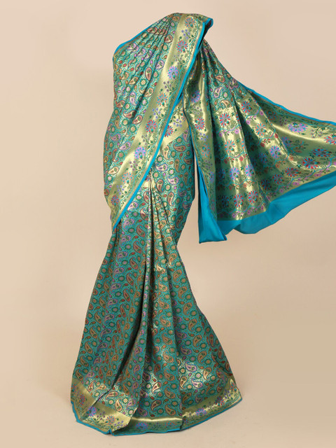 

Pothys Blue Pure Silk Woven Design Banarasi Saree
