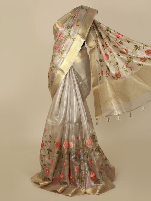 

Pothys Silver-Toned Woven Design Saree