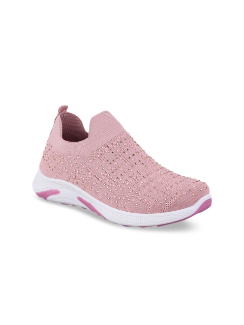 

Stelatoes Women Pink Woven Design Slip-On Sneakers
