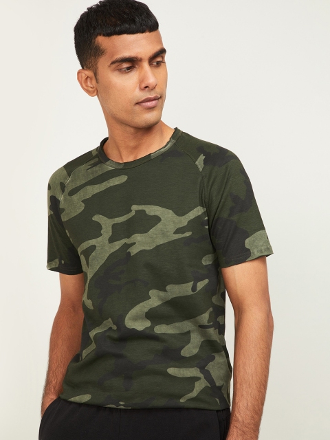 

Forca Men Olive Green Printed Round Neck T-shirt
