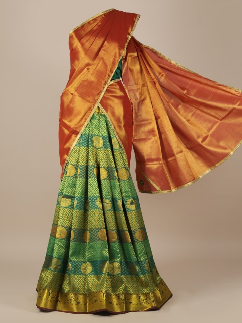 

Pothys Orange & Green Tissue Woven Design Saree