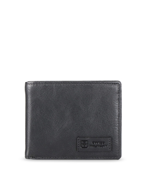 

SWISS MILITARY Men Black Solid Genuine Leather Two Fold Wallet