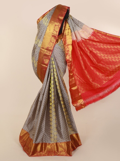 

Pothys Grey & Gold-Toned Art Silk Woven Design Kanjeevaram Saree