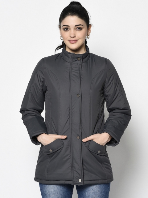 Trufit Women Charcoal Solid Insulator Padded Jacket