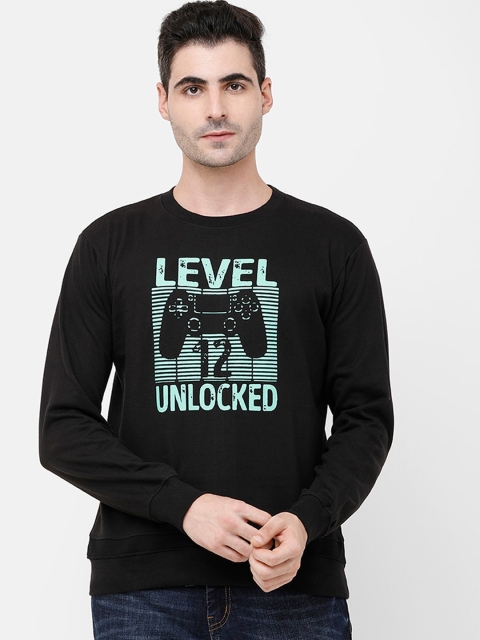 

MADSTO Men Black & Blue Printed Sweatshirt