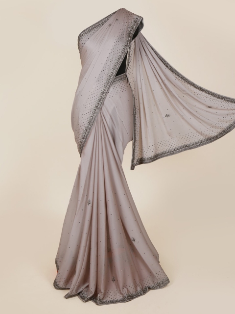 

Pothys Grey Printed Pure Georgette Saree