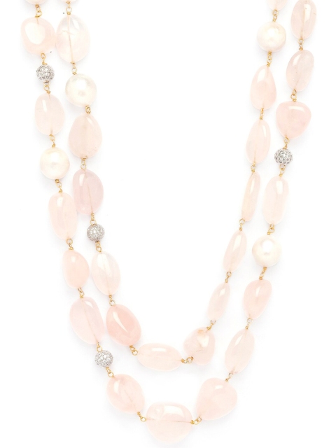 

JOULES BY RADHIKA Gold-Plated Pink Pearls & Crystals Beaded Multi Layered Necklace