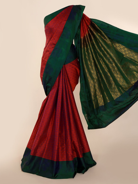 

Pothys Maroon & Green Pure Silk Woven Design Kanjeevaram Saree