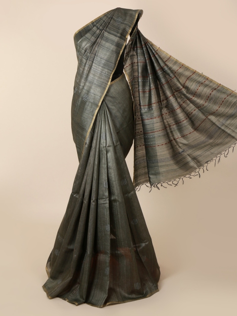 

Pothys Grey Jute Silk Woven Design Tussar Saree