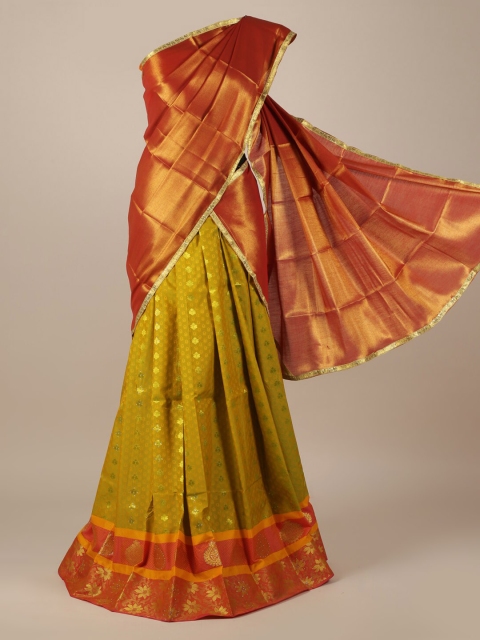 

Pothys Orange Solid Tissue Saree