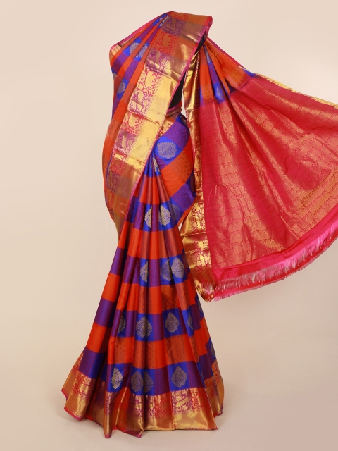 

Pothys Multicoloured Pure Silk Checked Kanjeevaram Saree, Multi