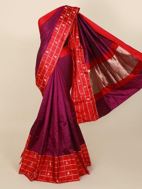 

Pothys Purple Solid Jute Silk Saree