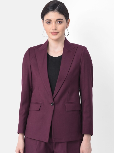 

AUDSTRO Women Maroon Solid Single-Breasted Formal Suit