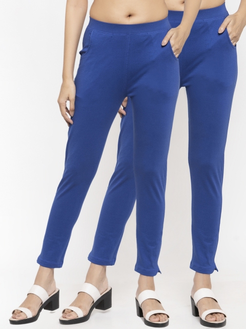 

NEUDIS Women Pack Of 2 Blue Solid Ankle-Length Leggings