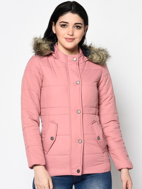 

Trufit Women Pink Solid Insulator Parka with Detachable Hood