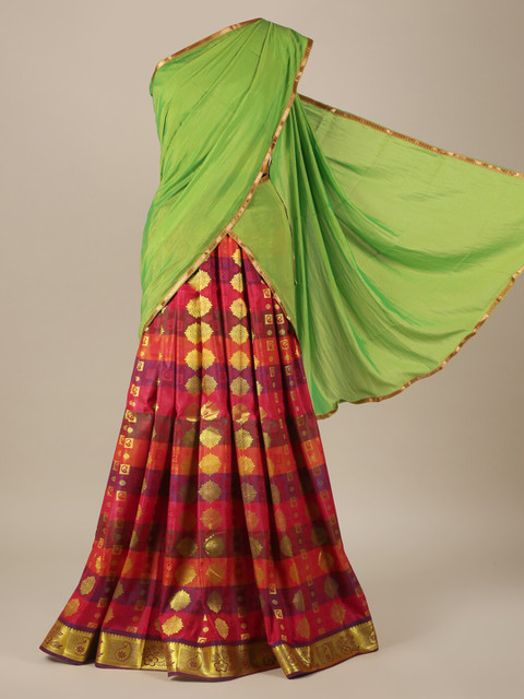 

Pothys Green Checked Saree