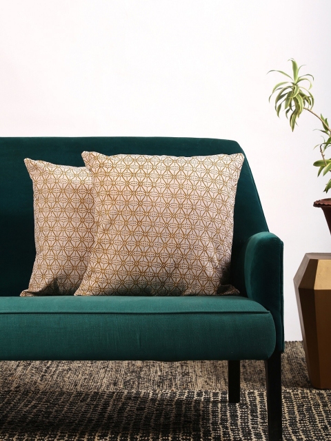 

Contrast Living Set Of 2 Brown & Beige Printed Square Cushion Covers