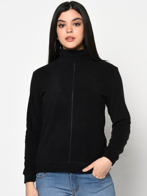 

METTLE Women Black Solid Sweatshirt