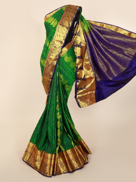 

Pothys Green & Gold-Toned Art Silk Woven Design Kanjeevaram Saree