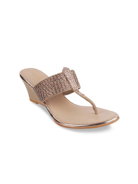 

WALKWAY Women Gold-Toned Embellished Wedges