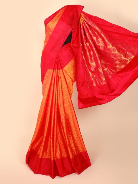 

Pothys Mustard Yellow & Magenta Pure Silk Woven Design Kanjeevaram Saree