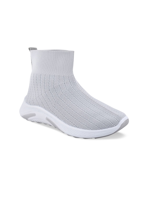 

Stelatoes Women Grey Woven Design Textile High-Top Slip-On Sneakers