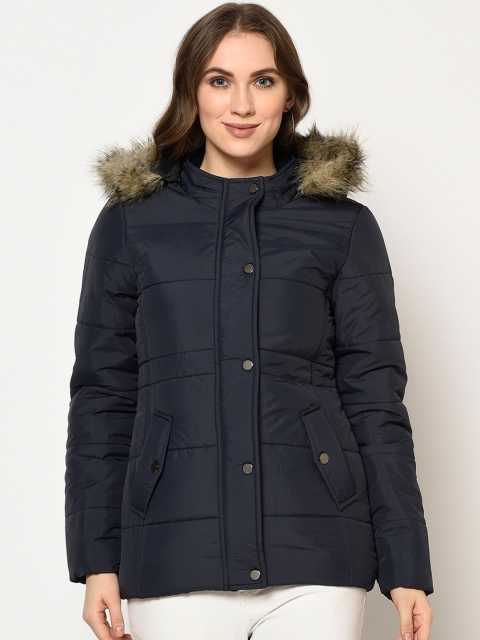 

Trufit Women Navy Blue Solid Insulator Parka