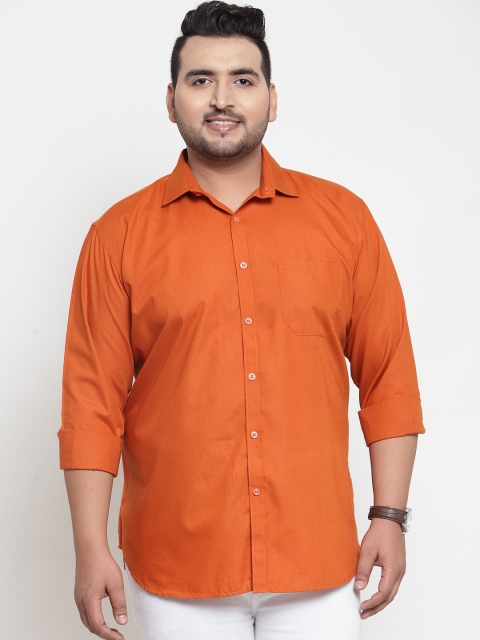 

plusS Men Orange Regular Fit Solid Casual Shirt
