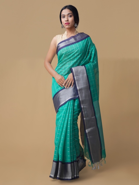

Unnati Silks Green Striped Uppada Saree