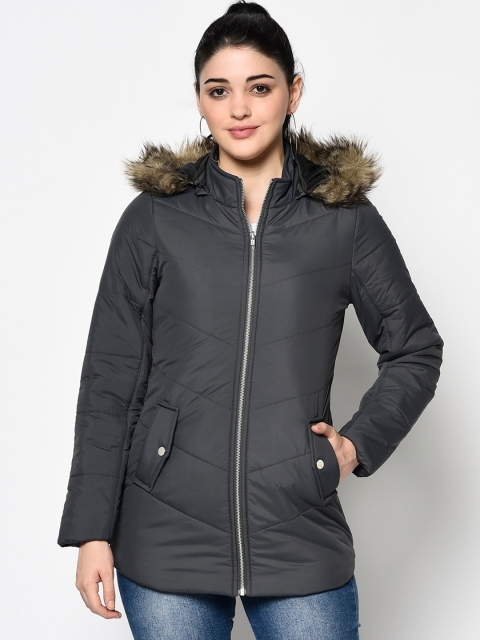 

Trufit Women Charcoal Solid Insulator Parka Jacket