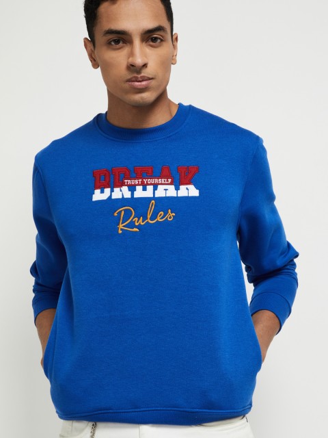 

max Men Blue Printed Sweatshirt