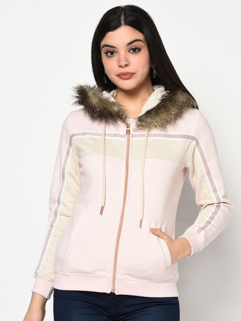 

METTLE Women Pink Colourblocked Sweatshirt