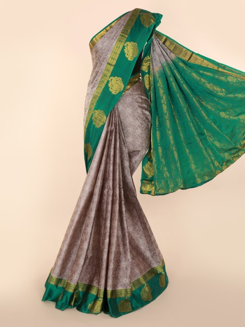 

Pothys Grey & Green Pure Silk Woven Design Kanjeevaram Saree