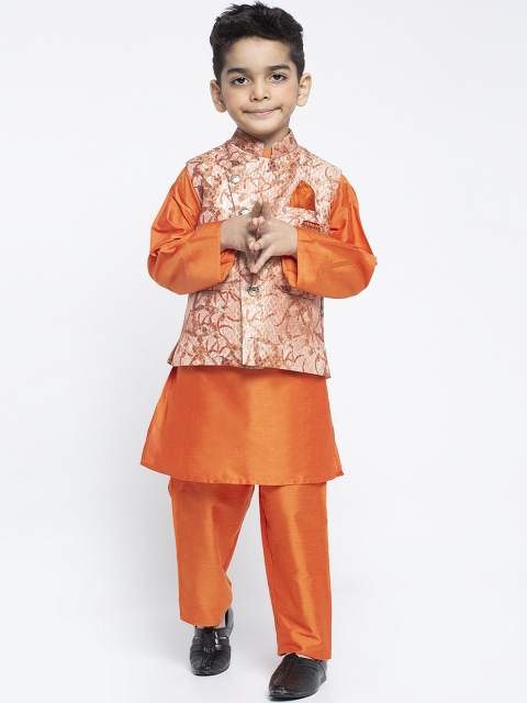 

MAXENCE Boys Orange Solid Kurta with Trousers