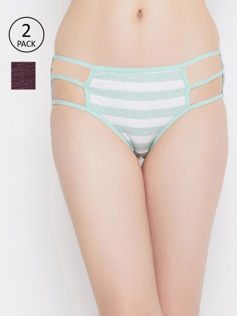 

Clovia Women Pack Of 2 Hipster Briefs COMPNC893, Green