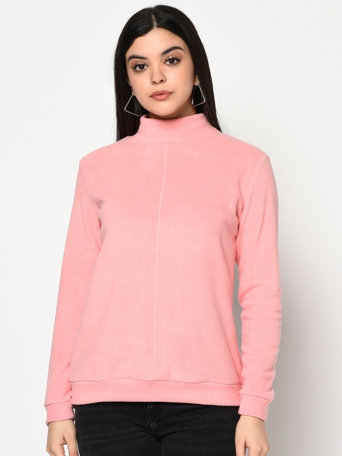 

METTLE Women Pink Solid Sweatshirt