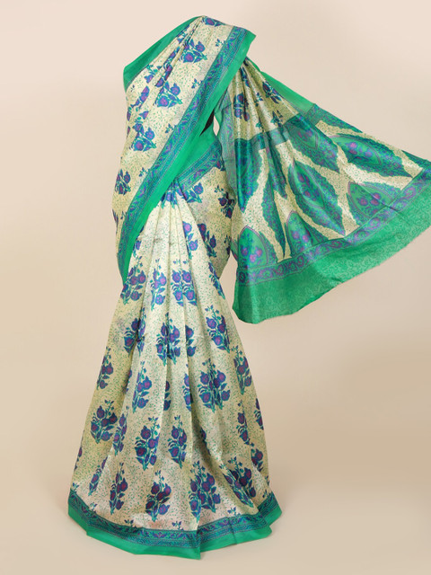 

Pothys Cream-Coloured Printed Jute Silk Saree