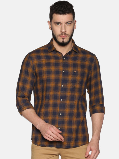 

Chennis Men Yellow & Blue Slim Fit Checked Casual Shirt