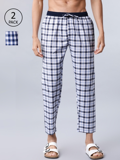 

HIGHLANDER Men Pack Of 2 Checked Lounge Pants, White