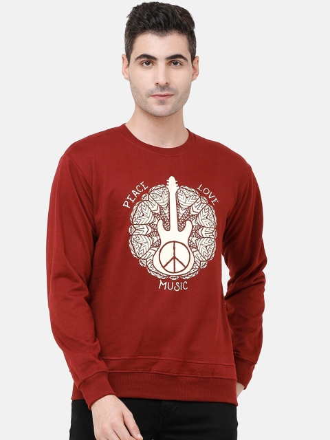 

MADSTO Men Maroon Printed Sweatshirt