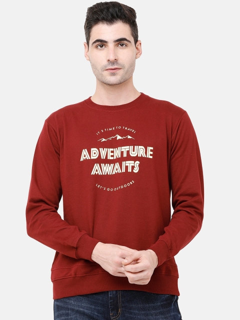 MADSTO Men Maroon Printed Sweatshirt