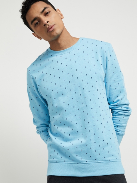 

max Men Blue Printed Sweatshirt