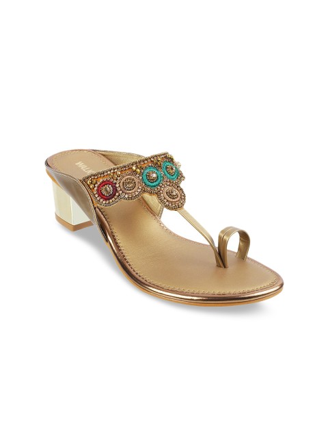 

WALKWAY Women Gold-Toned Embellished Heels