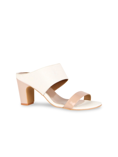 

Kraft Cellar Women White & Peach-Coloured Colourblocked Block Heels