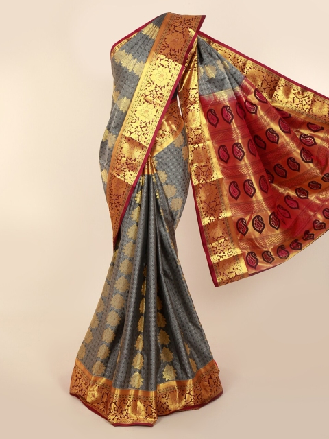 

Pothys Grey & Maroon Art Silk Woven Design Kanjeevaram Saree