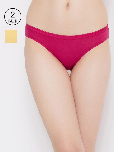 

Clovia Women Pack of 2 Solid Bikini Briefs COMPNC910, Yellow