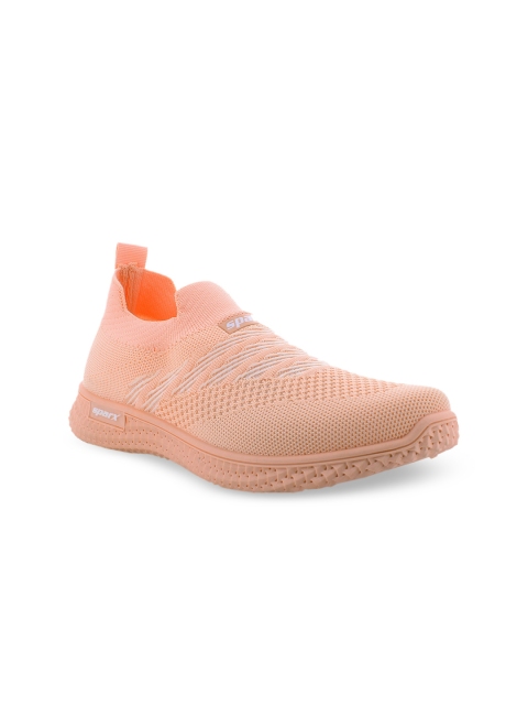 

Sparx Women Peach-Coloured Woven Design Slip-On Sneakers