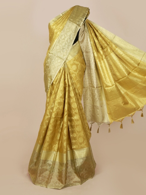 

Pothys Gold-Coloured Woven Design Cotton Blend Saree