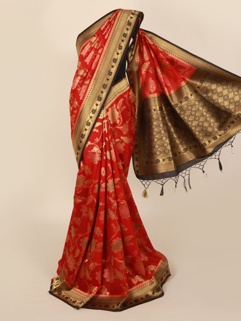 

Pothys Maroon Woven Design Jute Silk Saree