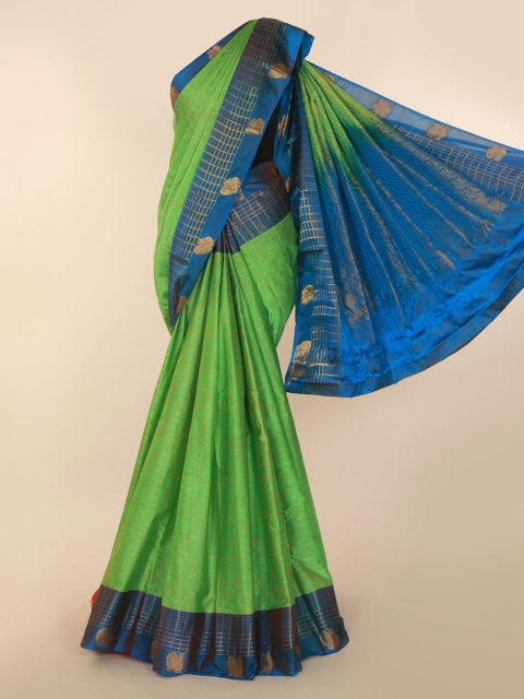 

Pothys Green Pure Silk Solid Kanjeevaram Saree